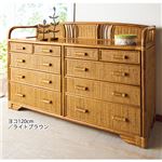 籐チェスト 【6： ヨコ120cm】 木製 収納棚付き アジアン調 ライトブラウン 【完成品】