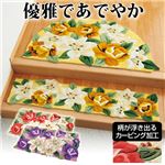 カサブランカ＆ローズ(薔薇)玄関マット 【4： 長方形/約75cm×45cm】 イエロー(黄) 〔室内/屋内用〕
