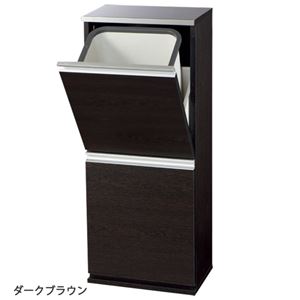 ステンレス薄型(スリム)ダストボックス(ゴミ箱) 【1： 幅37.5cm】 ごみ箱2個付き ダークブラウン