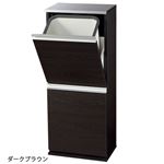 ステンレス薄型(スリム)ダストボックス(ゴミ箱) 【1： 幅37.5cm】 ごみ箱2個付き ダークブラウン