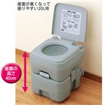 本格派ポータブル水洗トイレ(ポータブルトイレ) 【2： 20L用】 樹脂製 二層式 〔レジャー/緊急時/寝室用〕