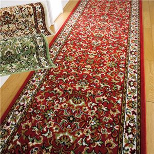 選べる3幅・ウィルトン織廊下敷き(カーペット) 【17： 約98cm×340cm】 滑りにくい加工 日本製 エンジ