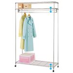 1.5倍掛頑丈ハンガーラック 【5： 幅120cm/1段掛け】 スチール製 カバー/棚/キャスター付き 高さ調節可
