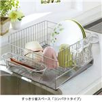 食器の出し入れがしやすい水切りラック 【1： ミニ】 ステンレス製 コップホルダー/水が流れるトレー付き 日本製