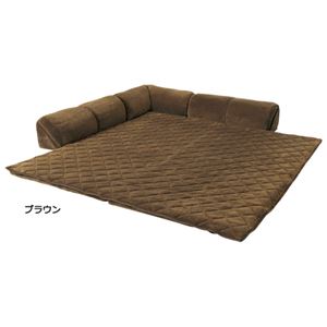 ゆったり・まったりクッション一体型ラグマット 【1： 15mm厚/L字型/小】 ブラウン