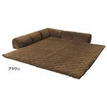 ゆったり・まったりクッション一体型ラグマット 【1： 15mm厚/L字型/小】 ブラウン