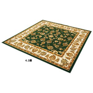 ウィルトン織カーペット 【3： パーソナル 約100cm×150cm】 長方形 更紗グリーン(緑)