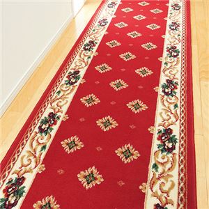 ウィルトン織廊下敷き(カーペット) 「ビルネ」 【10： 約80cm×340cm】 滑りにくい加工 レッド(赤)