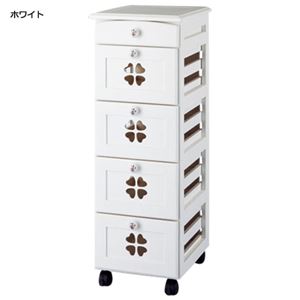 かわいいキッチン野菜ストッカー 【2： 4+1段】 幅30.5cm 木製 キャスター付き タイル天板 ホワイト(白) 【完成品】