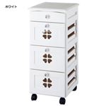 かわいいキッチン野菜ストッカー 【1： 3+1段】 幅30.5cm 木製 キャスター付き タイル天板 ライトブラウン 【完成品】