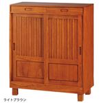 和風引き戸シューズボックス(下駄箱) 【1： 幅80cm】 木製(天然木) ライトブラウン 【完成品】