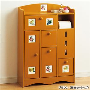 南欧風トイレラックシリーズ 【3： 幅48cmタイプ】 ブラウン 【完成品】