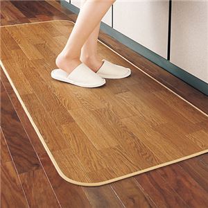 ダイニグキッチンマット 【6： ワイドキッチンマット/約幅60cm×長240cm】 ブラウン 〔抗菌・防カビ〕