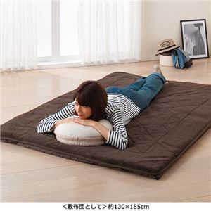 洗える撥水カバー付き座布団いらずラグマット 【1： 約130cm×185cm】 長方形/厚手 ブラウン