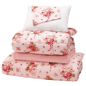 極厚敷布団付き寝具6点セット 【シングルサイズ】 厚手 毛布付き ピンク
