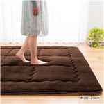 シルキータッチ極厚ふっくらボリュームラグマット 【2： 約190×190cm】 正方形/厚手 ブラウン