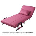 省スペース3wayソファーベッド 【ピンク 1： 幅63cm】 背部42段階リクライニング/クッション付き