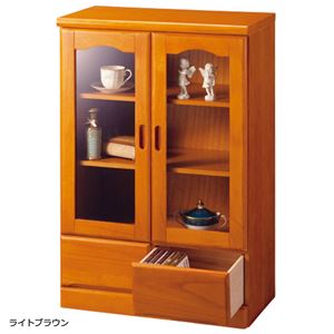 ガラス扉付きサイドボード 木製(天然木) 【1： 幅60cm/2杯】 ライトブラウン 