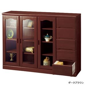 ガラス扉付きサイドボード 木製(天然木) 【6： 幅120cm/5杯】 ライトブラウン 
