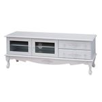 テレビ台/テレビボード (ピュアホワイトアンティーク飾り家具) 【幅120cm】 木製 アンティーク調/猫足