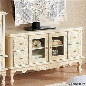 テレビ台/テレビボード (アンティーク調クラシック猫足家具シリーズ) 【幅105cm】 木製 固定棚1枚付き 【完成品】