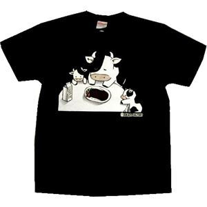 【アホ研究所・アホTシャツ・自虐Tシャツ・おもしろTシャツ】うし Mサイズ ブラック