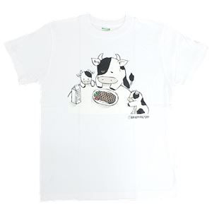 【アホ研究所・アホTシャツ・自虐Tシャツ・おもしろTシャツ】うし Mサイズ ホワイト