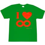 【アホ研究所・アホTシャツ・自虐Tシャツ・おもしろTシャツ】I Love ∞ Lサイズ グリーン