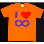 【アホ研究所・アホTシャツ・自虐Tシャツ・おもしろTシャツ】I Love ∞ Sサイズ オレンジ
