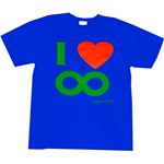 【アホ研究所・アホTシャツ・自虐Tシャツ・おもしろTシャツ】I Love ∞ Mサイズ ブルー