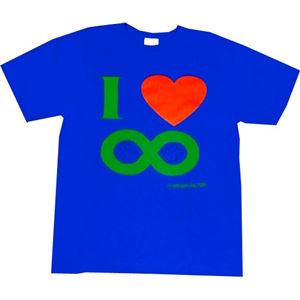 【アホ研究所・アホTシャツ・自虐Tシャツ・おもしろTシャツ】I Love ∞ Lサイズ ブルー