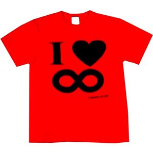 【アホ研究所・アホTシャツ・自虐Tシャツ・おもしろTシャツ】I Love ∞ Mサイズ レッド