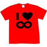 【アホ研究所・アホTシャツ・自虐Tシャツ・おもしろTシャツ】I Love ∞ Mサイズ レッド