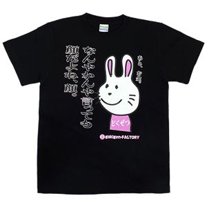 【アホ研究所・アホTシャツ・自虐Tシャツ・おもしろTシャツ】毒舌うさこ なんやかんや顔 XLサイズ ブラック