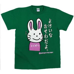 【アホ研究所・アホTシャツ・自虐Tシャツ・おもしろTシャツ】毒舌うさこ よけいなお世話 Lサイズ グリーン