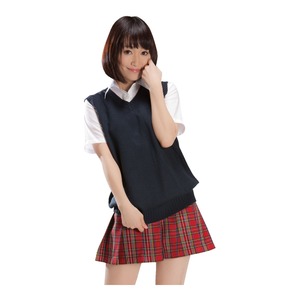 チェックスカートベストレッド