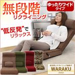 腰にやさしい！低反発入りのレバー付きリクライニング座椅子【-WARAKU-ワラク】（ワイドタイプ） グリーン