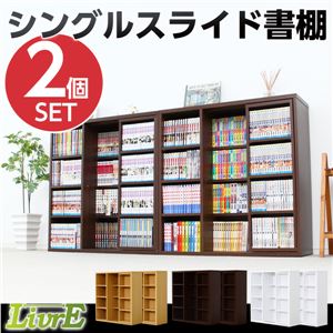 スライド書棚（2個セット）【-Livre-リーブル】（シングルスライド・浅型タイプ） ホワイト