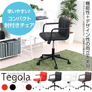 コンパクト＆スタイリッシュ！パソコンチェア【-Tegola-テゴラ】（肘掛けタイプ） ホワイト