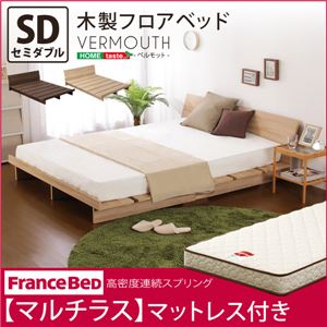 木製フロアベッド【ベルモット-VERMOUTH-（セミダブル）】（マルチラススーパースプリングマットレス付き） オーク（※マットレス別送）