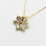 18金0.3ctブラウンダイヤモンドフラワーチャームペンダント