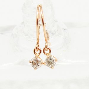 10金ピンクゴールド0.1ctダイヤモンドピアス ショートフックピアス