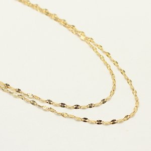 10金イエローゴールド　38cm　2連　デザイン　チェーン　ネックレス