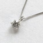 10金ホワイトゴールド 0.1ct 一粒石 ダイヤモンド 6爪 ペンダント ネックレス