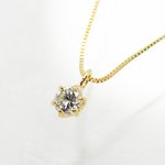 10金 0.1ct 一粒石 ダイヤモンド 6爪 ペンダント ネックレス