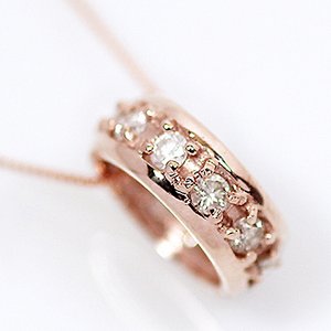 18金ピンクゴールド 0.2ct 天然ダイヤモンド エタニティ リング ペンダント ネックレス