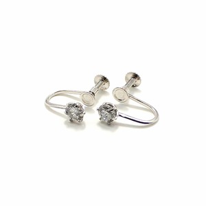 プラチナ900 ネジバネ式 0.5ct ダイヤリング 指輪 6爪 スクリュー式 イヤリング