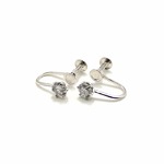プラチナ900 ネジバネ式 0.5ct ダイヤリング 指輪 6爪 スクリュー式 イヤリング