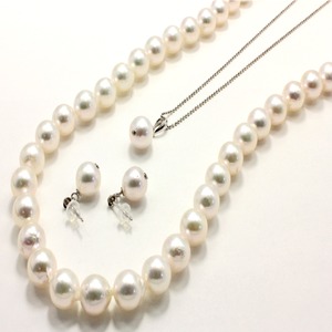 アコヤ本真珠 8.5-9.0mm珠 ネックレス＆ピアス＆ペンダント 3点セット