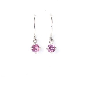 プラチナ0.2ct ピンクサファイア フックピアス